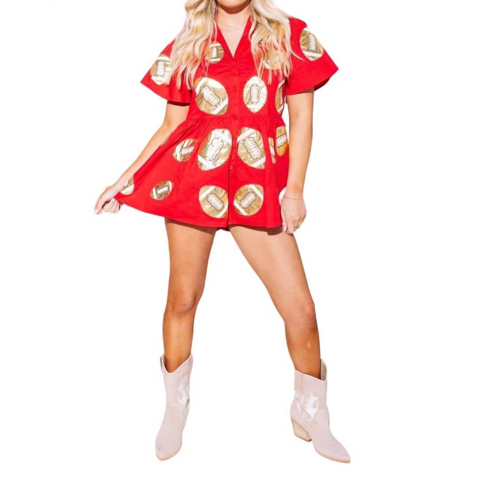 NEW QUEEN OF SPARKLES football romper in red & gold - Picture 2 of 4